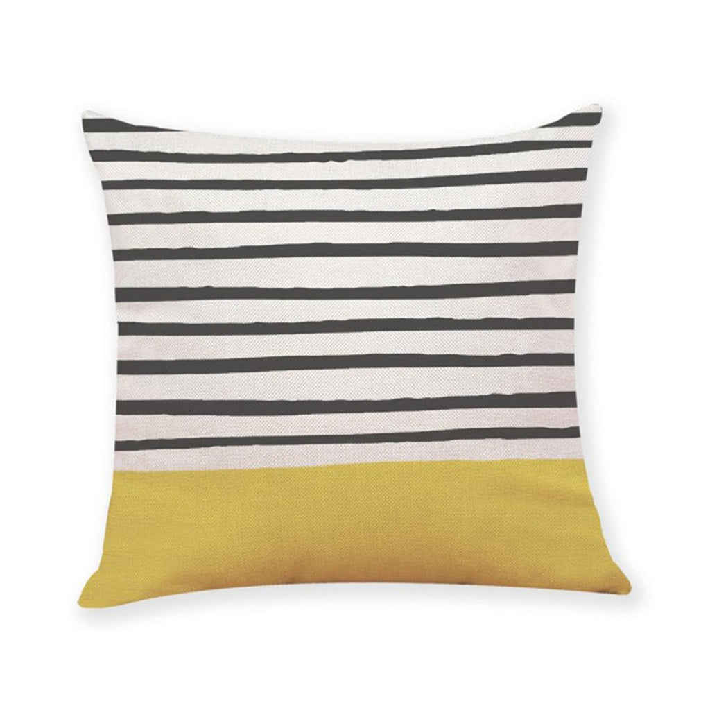 Cushion Yellow Black and White Striped