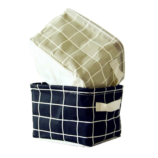 Storage Basket Black And White Grid Foldable Small