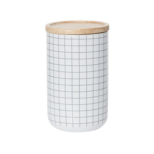 Canister Grey Grid Tall