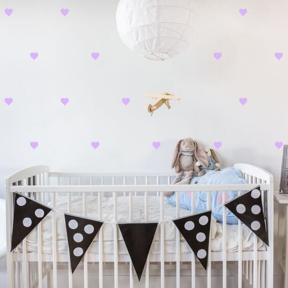 Lavender Hearts Wall Decals