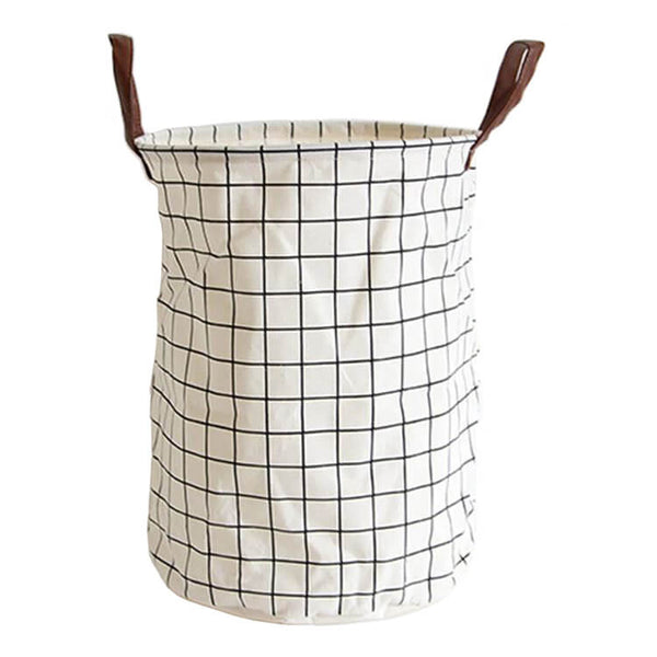 Storage Basket White Grid Foldable Large