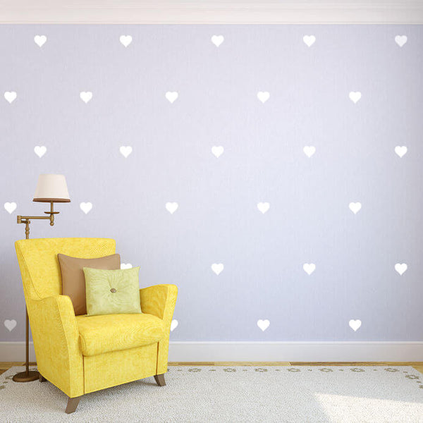 White Hearts Wall Decals